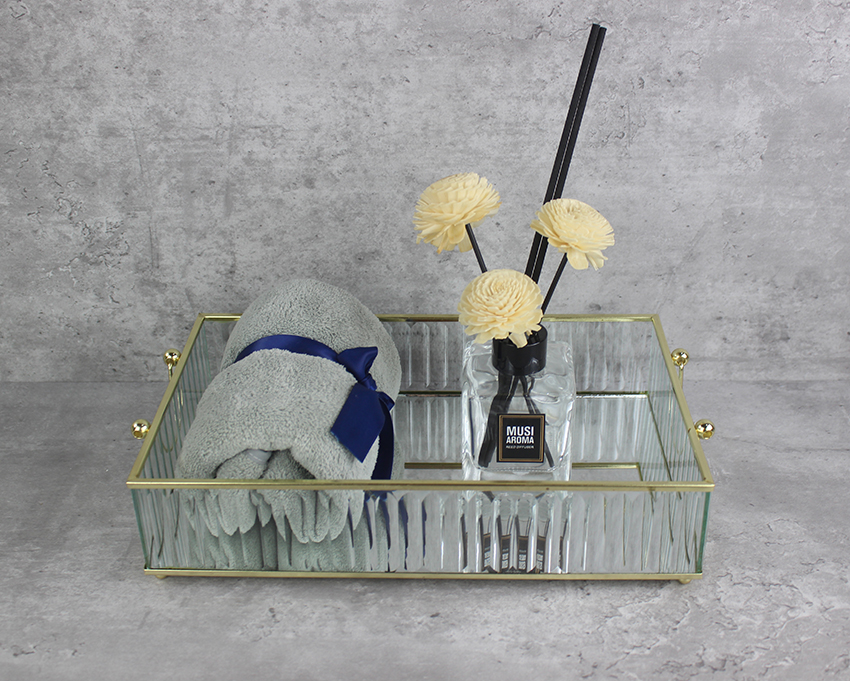 Striped glass tray JB0216